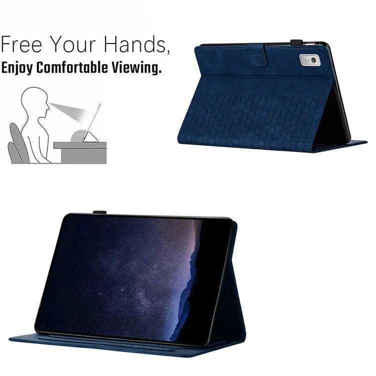 For Lenovo Tab P11 Gen 2 Case Honeycomb Printed Leather Tablet Cover with Card Slot