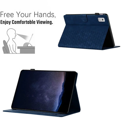For Lenovo Tab P11 Gen 2 Case Honeycomb Printed Leather Tablet Cover with Card Slot