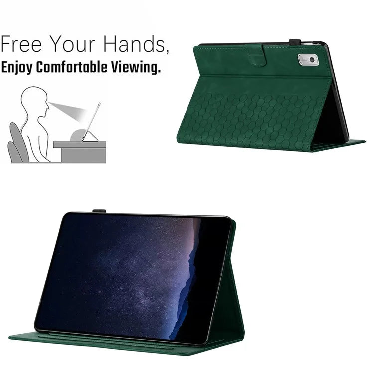 For Lenovo Tab P11 Gen 2 Case Honeycomb Printed Leather Tablet Cover with Card Slot