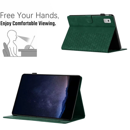 For Lenovo Tab P11 Gen 2 Case Honeycomb Printed Leather Tablet Cover with Card Slot