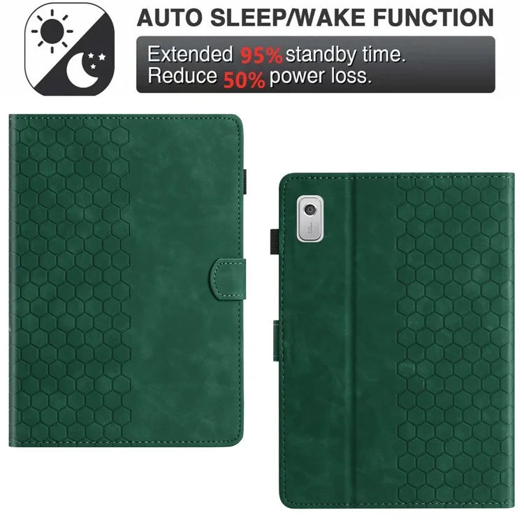 For Lenovo Tab P11 Gen 2 Case Honeycomb Printed Leather Tablet Cover with Card Slot