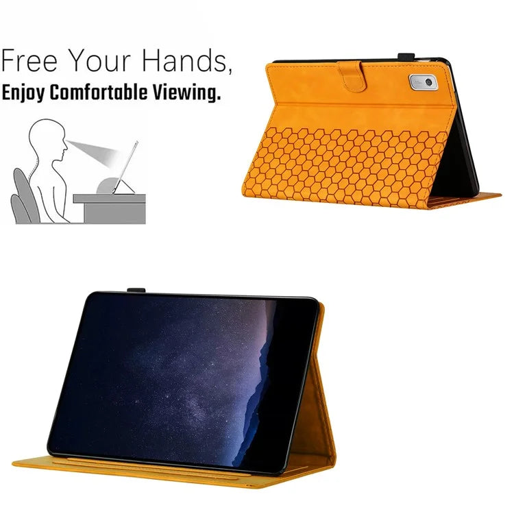 For Lenovo Tab P11 Gen 2 Case Honeycomb Printed Leather Tablet Cover with Card Slot