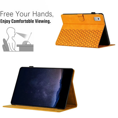 For Lenovo Tab P11 Gen 2 Case Honeycomb Printed Leather Tablet Cover with Card Slot