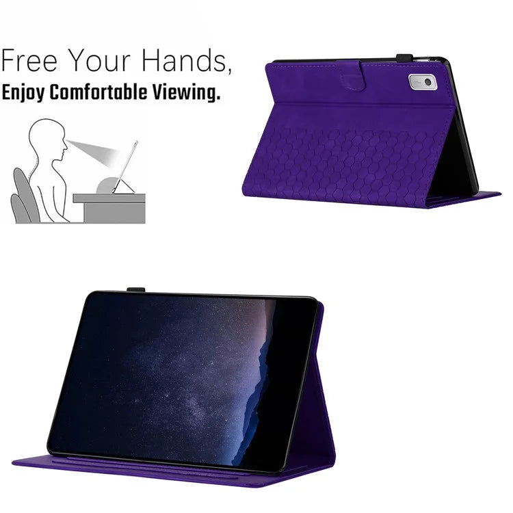 For Lenovo Tab P11 Gen 2 Case Honeycomb Printed Leather Tablet Cover with Card Slot