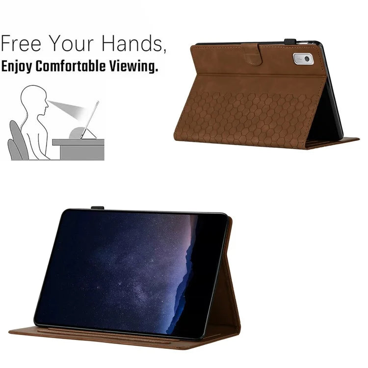 For Lenovo Tab P11 Gen 2 Case Honeycomb Printed Leather Tablet Cover with Card Slot