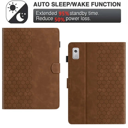 For Lenovo Tab P11 Gen 2 Case Honeycomb Printed Leather Tablet Cover with Card Slot