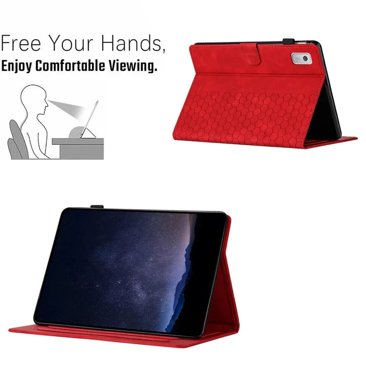 For Lenovo Tab P11 Gen 2 Case Honeycomb Printed Leather Tablet Cover with Card Slot