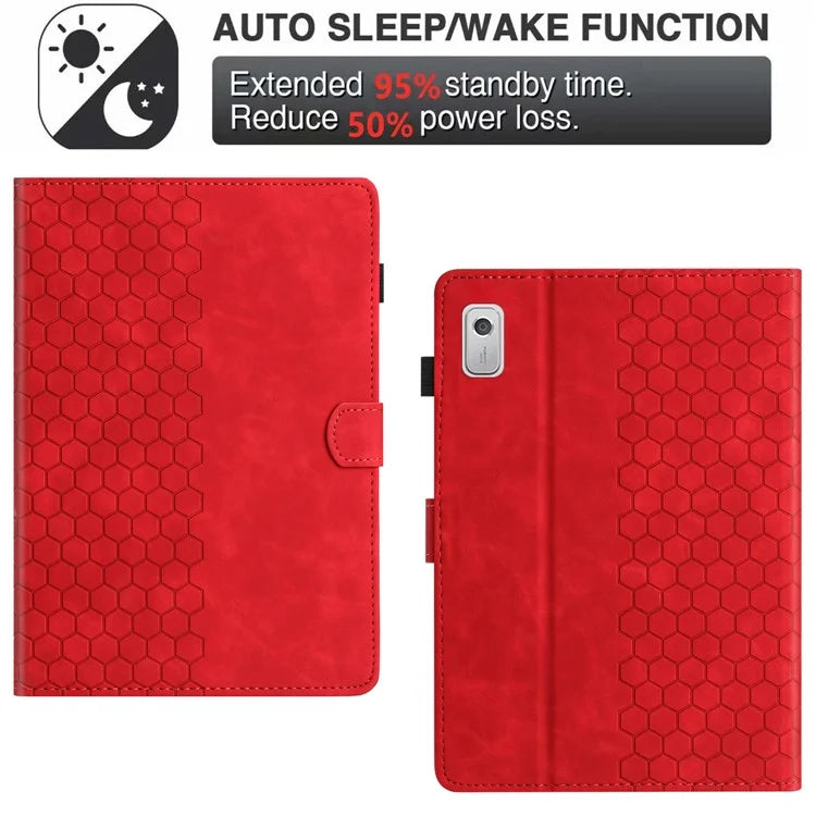 For Lenovo Tab P11 Gen 2 Case Honeycomb Printed Leather Tablet Cover with Card Slot