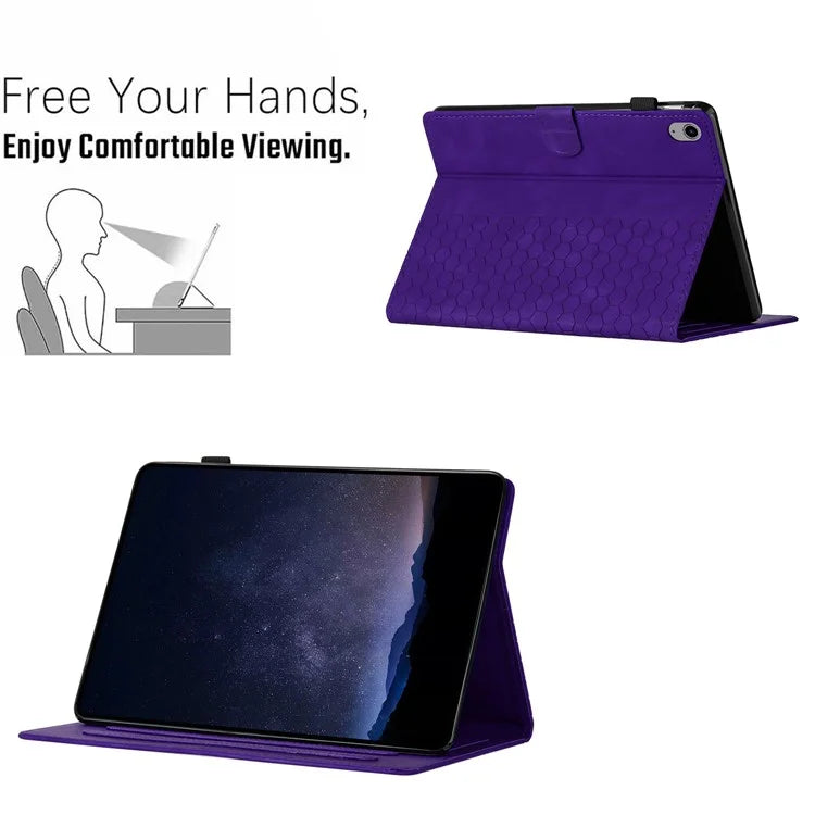 For Lenovo Tab P11 Case Honeycomb Printed Leather Tablet Cover with Card Slot