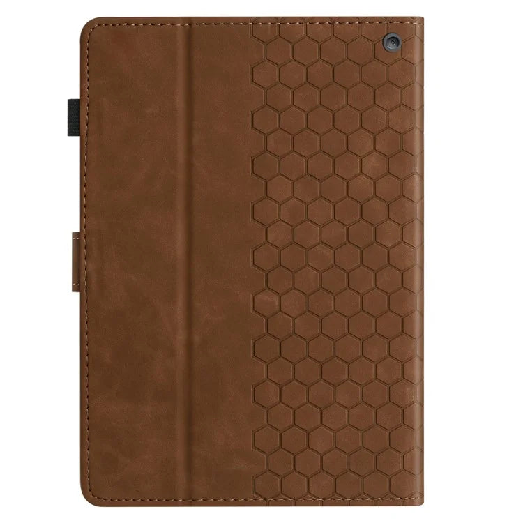 For Amazon Fire HD 10 (2021)  /  HD 10 Plus (2021) Case Honeycomb Printed Leather Tablet Cover with Card Slot