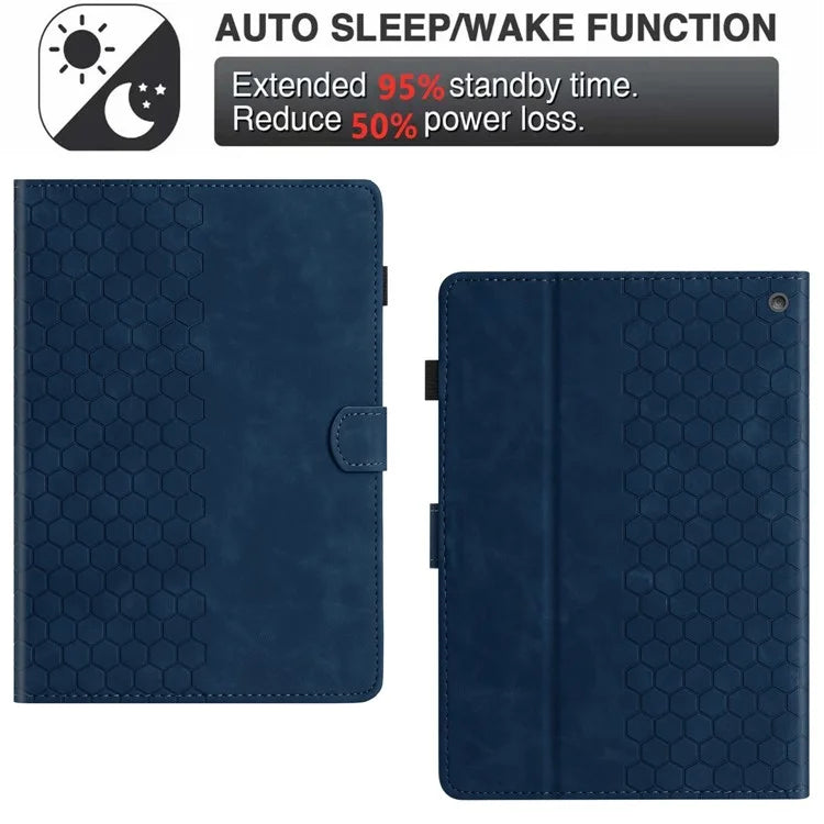 For Amazon Fire HD 10 (2021)  /  HD 10 Plus (2021) Case Honeycomb Printed Leather Tablet Cover with Card Slot