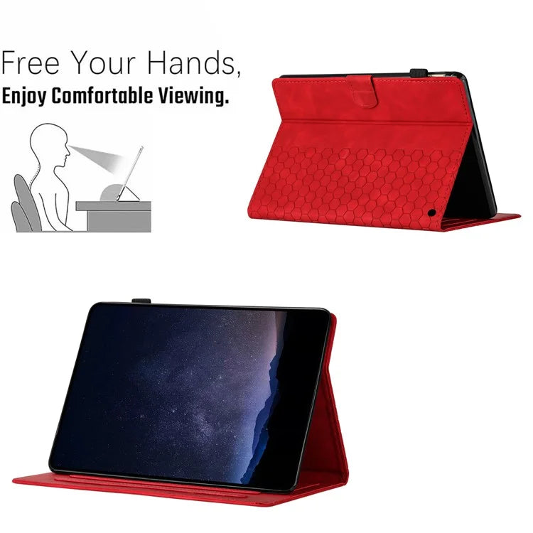 For Amazon Fire HD 10 (2021)  /  HD 10 Plus (2021) Case Honeycomb Printed Leather Tablet Cover with Card Slot