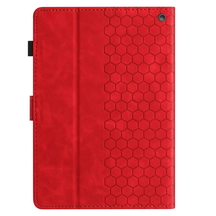 For Amazon Fire HD 10 (2021)  /  HD 10 Plus (2021) Case Honeycomb Printed Leather Tablet Cover with Card Slot