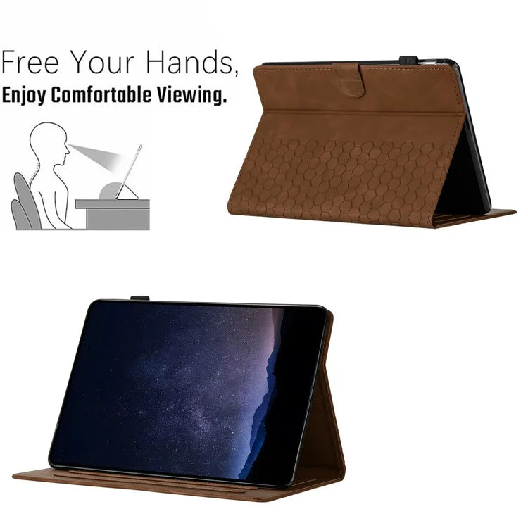 For Amazon Kindle Paperwhite 4 (2018)  /  3 (2015)  /  2 (2015)  /  1 (2015) Case Honeycomb Printed Leather Tablet Cover with Card Slot