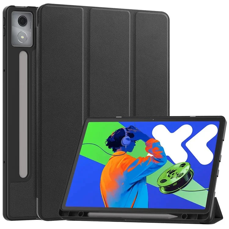For Lenovo Xiaoxin Pad Pro 12.7 (2025) Stand Case Shock-Absorbent Leather Tablet Cover with Pen Slot