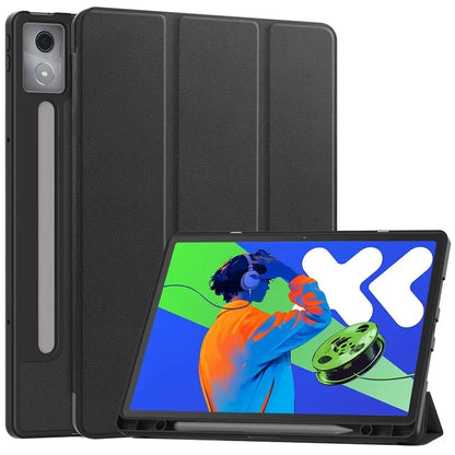 For Lenovo Xiaoxin Pad Pro 12.7 (2025) Stand Case Shock-Absorbent Leather Tablet Cover with Pen Slot