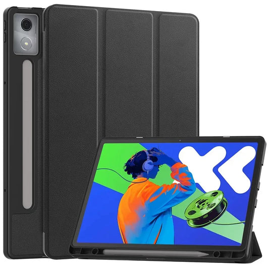 For Lenovo Xiaoxin Pad Pro 12.7 (2025) Stand Case Shock-Absorbent Leather Tablet Cover with Pen Slot
