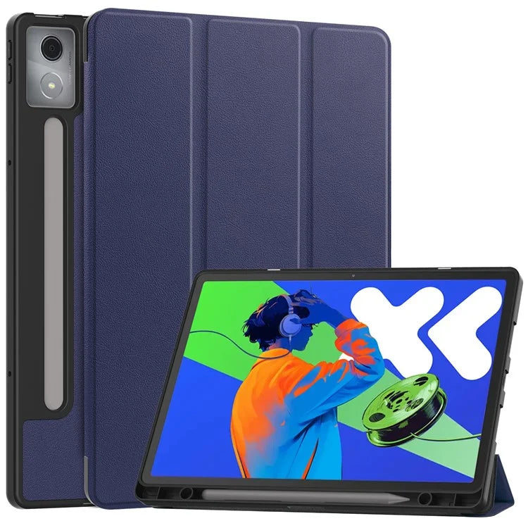 For Lenovo Xiaoxin Pad Pro 12.7 (2025) Stand Case Shock-Absorbent Leather Tablet Cover with Pen Slot