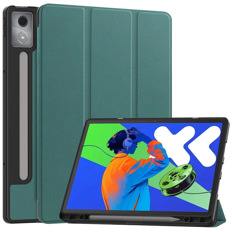 For Lenovo Xiaoxin Pad Pro 12.7 (2025) Stand Case Shock-Absorbent Leather Tablet Cover with Pen Slot