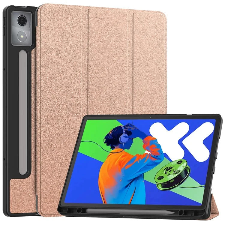 For Lenovo Xiaoxin Pad Pro 12.7 (2025) Stand Case Shock-Absorbent Leather Tablet Cover with Pen Slot
