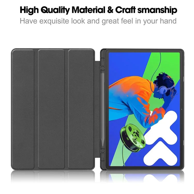 For Lenovo Xiaoxin Pad Pro 12.7 (2025) Stand Case Shock-Absorbent Leather Tablet Cover with Pen Slot