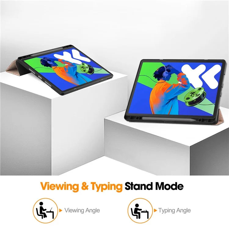 For Lenovo Xiaoxin Pad Pro 12.7 (2025) Stand Case Shock-Absorbent Leather Tablet Cover with Pen Slot