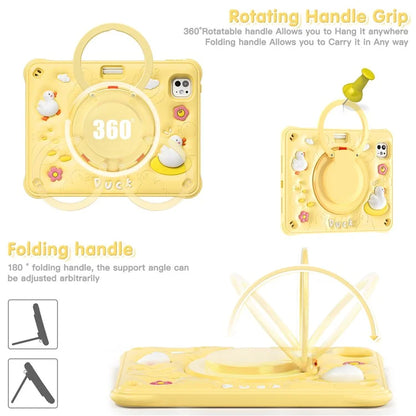 For iPad Pro 11 (2024) Case Cartoon Duck Kickstand PC+Silicone+TPU Tablet Cover