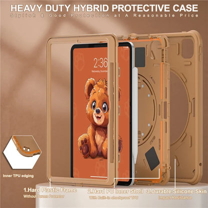 For iPad Pro 11 (2024) Case Bear Pattern PC+Silicone+TPU Kickstand Tablet Cover
