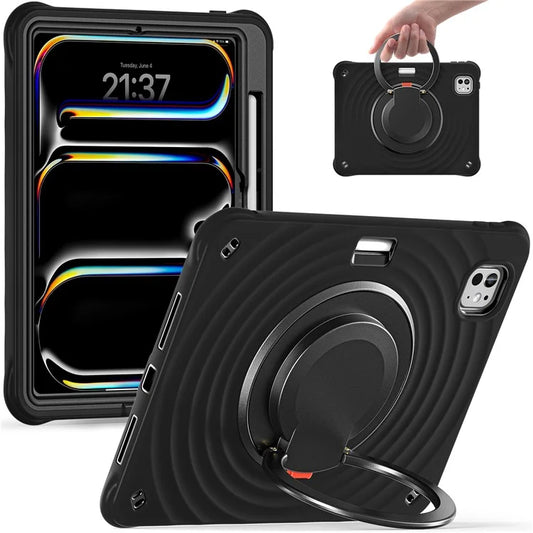 For iPad Pro 11 (2024) Case Rotatable Hand Grip Kickstand PC+Silicone+TPU Tablet Cover