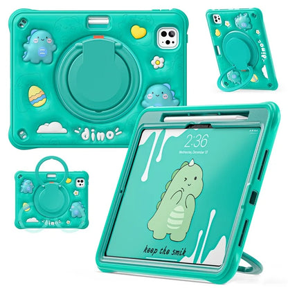 For iPad Pro 11 (2024) Case Cartoon Dinosaur Kickstand PC+Silicone+TPU Tablet Cover