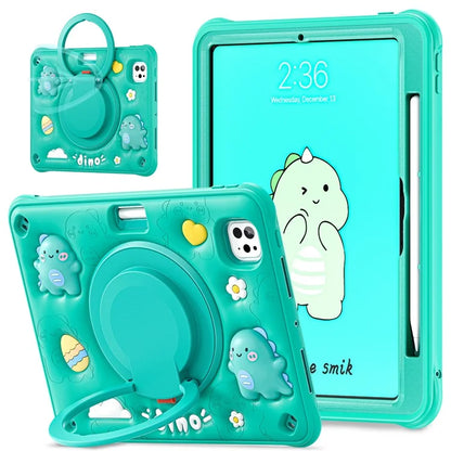 For iPad Pro 11 (2024) Case Cartoon Dinosaur Kickstand PC+Silicone+TPU Tablet Cover
