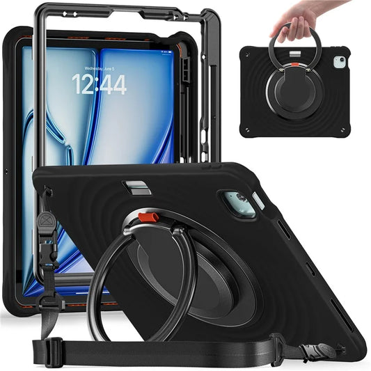 For iPad Air 13 (2024) / iPad Pro 12.9 (2022) / (2021) / (2020) / (2018) Case with Shoulder Strap Kickstand Tablet Cover