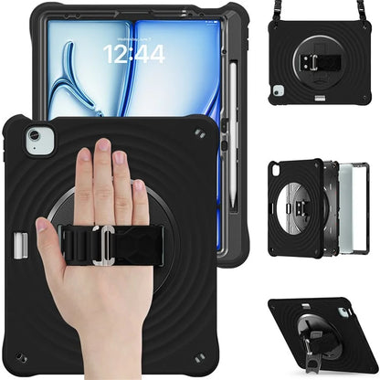 For iPad Air 13 (2024) / iPad Pro 12.9 (2022) / (2021) / (2020) / (2018) Case Kickstand Hand Strap Tablet Cover with Shoulder Strap
