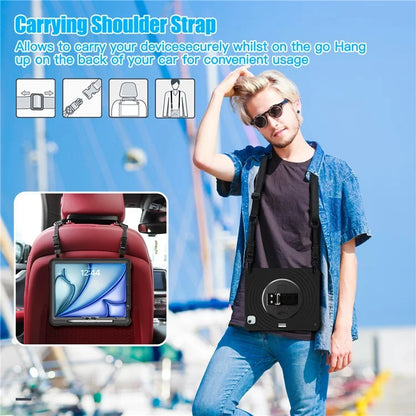 For iPad Air 13 (2024) / iPad Pro 12.9 (2022) / (2021) / (2020) / (2018) Case Kickstand Hand Strap Tablet Cover with Shoulder Strap