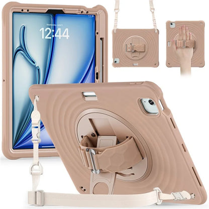 For iPad Air 13 (2024) / iPad Pro 12.9 (2022) / (2021) / (2020) / (2018) Case Kickstand Hand Strap Tablet Cover with Shoulder Strap