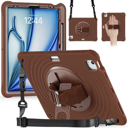 For iPad Air 13 (2024) / iPad Pro 12.9 (2022) / (2021) / (2020) / (2018) Case Kickstand Hand Strap Tablet Cover with Shoulder Strap