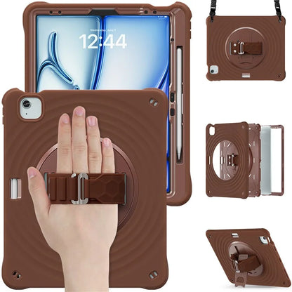 For iPad Air 13 (2024) / iPad Pro 12.9 (2022) / (2021) / (2020) / (2018) Case Kickstand Hand Strap Tablet Cover with Shoulder Strap