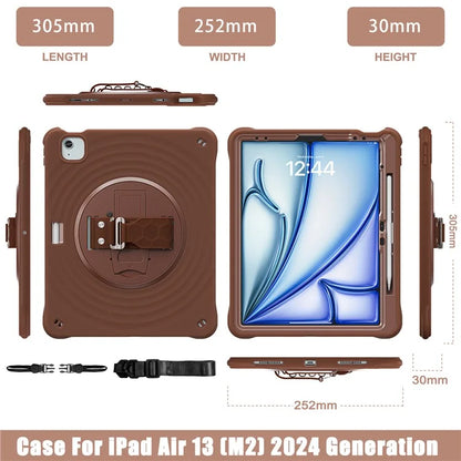 For iPad Air 13 (2024) / iPad Pro 12.9 (2022) / (2021) / (2020) / (2018) Case Kickstand Hand Strap Tablet Cover with Shoulder Strap