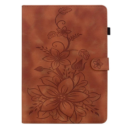 For Xiaomi Redmi Pad SE 4G 8.7 inch Case Lily Flower Imprint Card Slots Leather Tablet Cover