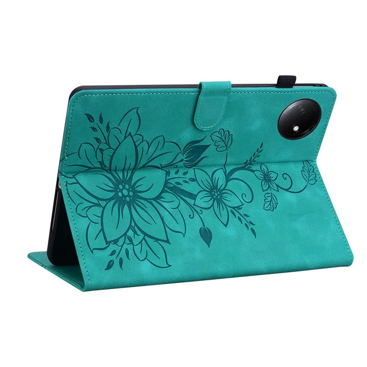 For Xiaomi Redmi Pad SE 4G 8.7 inch Case Lily Flower Imprint Card Slots Leather Tablet Cover