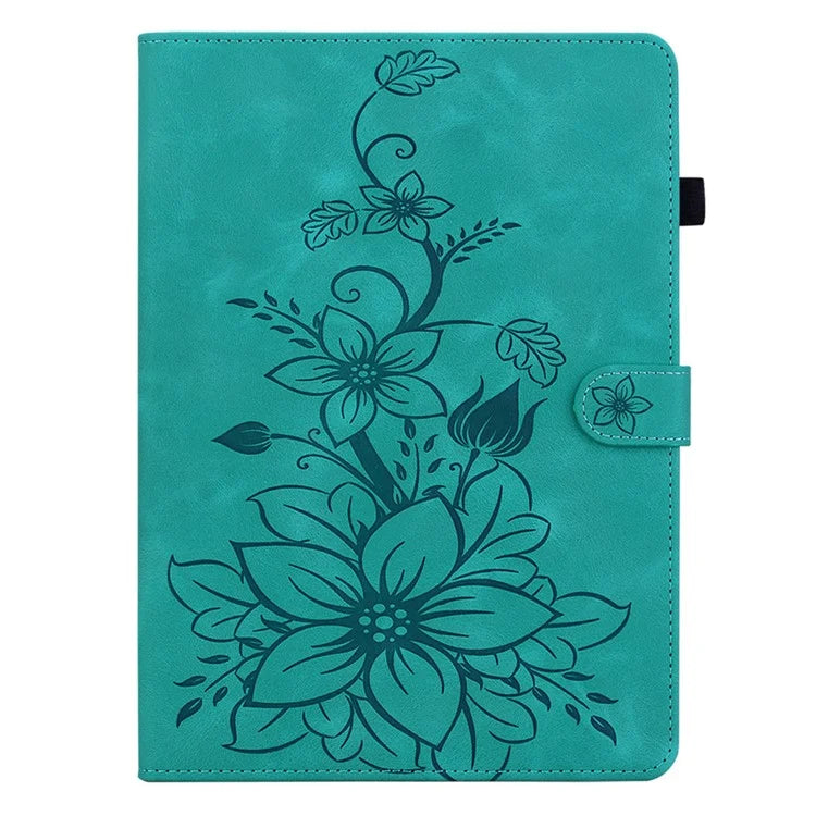 For Xiaomi Redmi Pad SE 4G 8.7 inch Case Lily Flower Imprint Card Slots Leather Tablet Cover