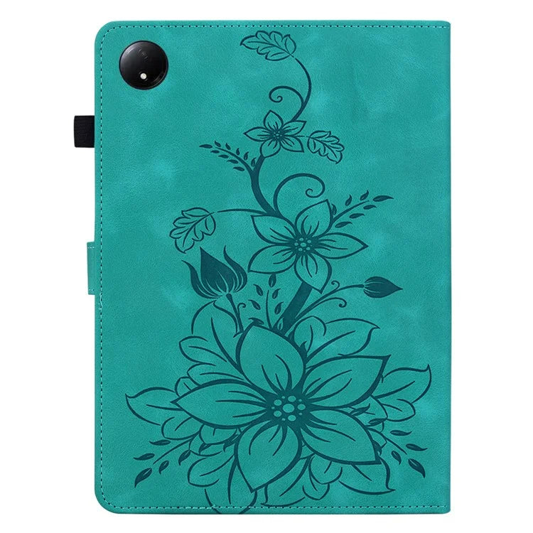 For Xiaomi Redmi Pad SE 4G 8.7 inch Case Lily Flower Imprint Card Slots Leather Tablet Cover