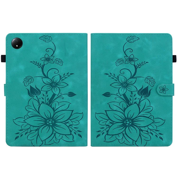 For Xiaomi Redmi Pad SE 4G 8.7 inch Case Lily Flower Imprint Card Slots Leather Tablet Cover
