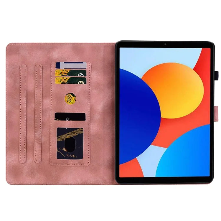 For Xiaomi Redmi Pad SE 4G 8.7 inch Case Lily Flower Imprint Card Slots Leather Tablet Cover
