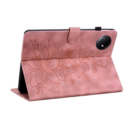 For Xiaomi Redmi Pad SE 4G 8.7 inch Case Lily Flower Imprint Card Slots Leather Tablet Cover