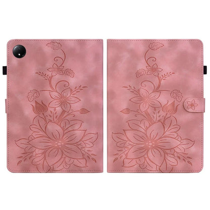 For Xiaomi Redmi Pad SE 4G 8.7 inch Case Lily Flower Imprint Card Slots Leather Tablet Cover