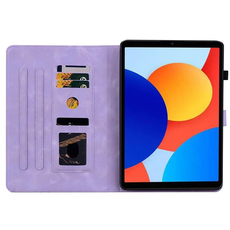 For Xiaomi Redmi Pad SE 4G 8.7 inch Case Lily Flower Imprint Card Slots Leather Tablet Cover