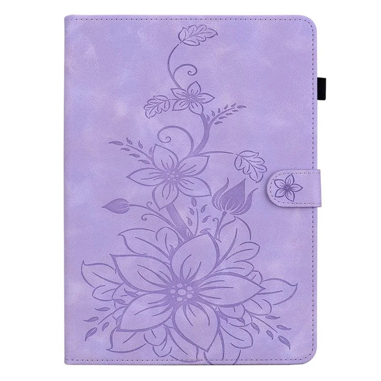 For Xiaomi Redmi Pad SE 4G 8.7 inch Case Lily Flower Imprint Card Slots Leather Tablet Cover