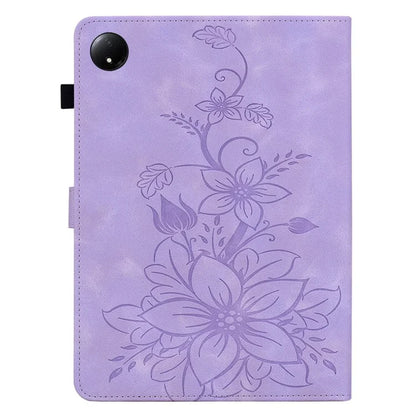 For Xiaomi Redmi Pad SE 4G 8.7 inch Case Lily Flower Imprint Card Slots Leather Tablet Cover
