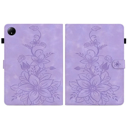 For Xiaomi Redmi Pad SE 4G 8.7 inch Case Lily Flower Imprint Card Slots Leather Tablet Cover
